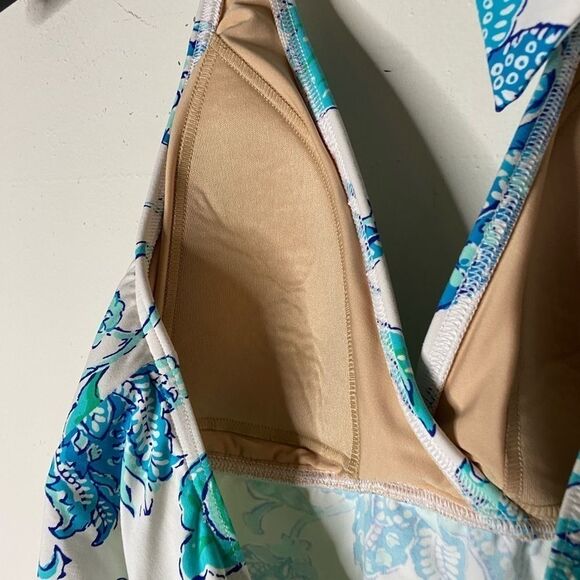 Lands’ End Blue, Green, and White Halter Tankini Size 8 - Picture 5 of 7